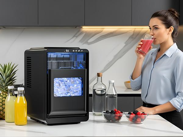 Antarctic Star Crescent Ice Maker,Countertop Ice Maker with Portable Crescent Ice,27 Lbs/24H,16Pcs in 15Mins,Self-Cleaning,for Home/Kitchen/Office/Party