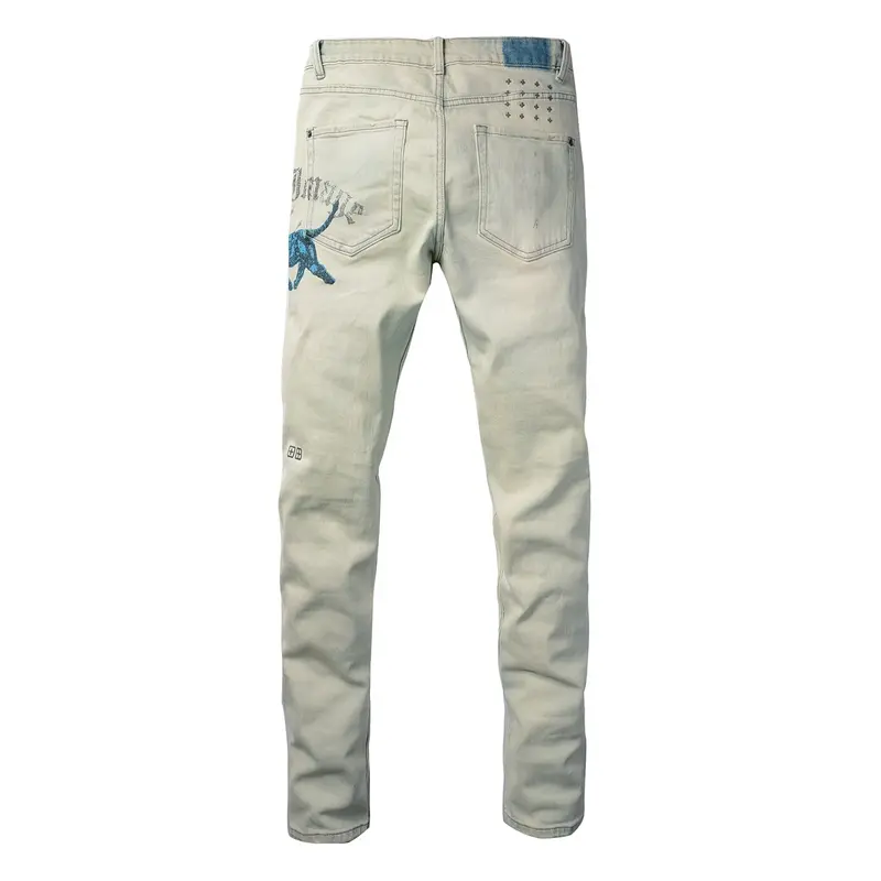 Men's Vintage School-Style Washed Distressed Ripped Slim Fit Casual Comfy Denim Trousers - Stretch, High-Quality, Below Knee Leisure Jeans with Pocket, All Season