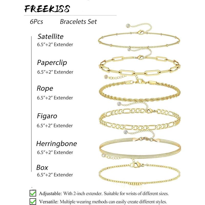 Tewiky Dainty Bracelets For Women Trendy Jewelry Set For Women Paperclip Box Herringbone Figaro Rope Chain Bracelet Fashion Pack Gifts For Summer Jewellery Accessories Titanium Steel Tewiky Dainty Bracelets For Women Trendy Jewelry Set For Women Paperclip Box Herringbone Figaro Rope Chain Bracelet Fashion Pack Gifts For Summer Jewellery Accessories Titanium Steel