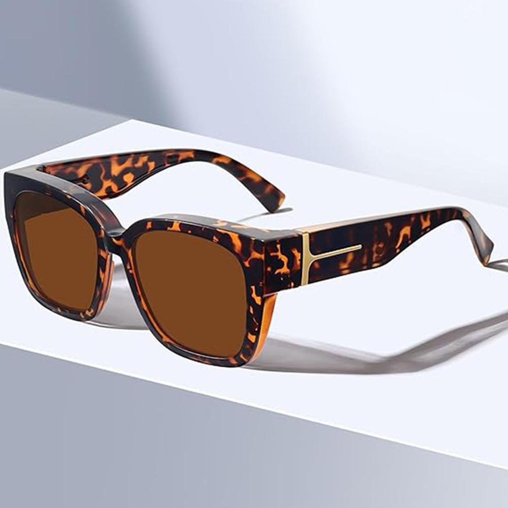 2Pcs Oversized Square Sunglasses for Women Men Frame Polarized UV400 Protection Stylish Comfortable Fit for Driving Fishing Cycling