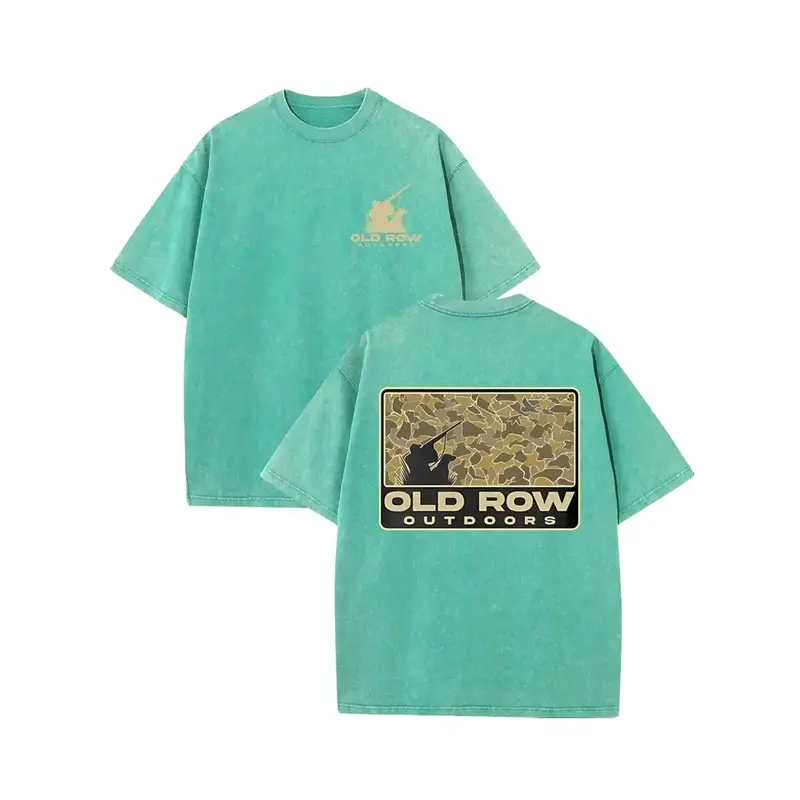 OLD ROW OUTDOORS 80s Camouflage Pocket T-shirt, Boutique 200g Washed Batik Retro Thick Cotton T-shirt, Fashionable Casual Exquisite Cotton T-shirt for Couples Streetwear Crewneck Menswear Tops