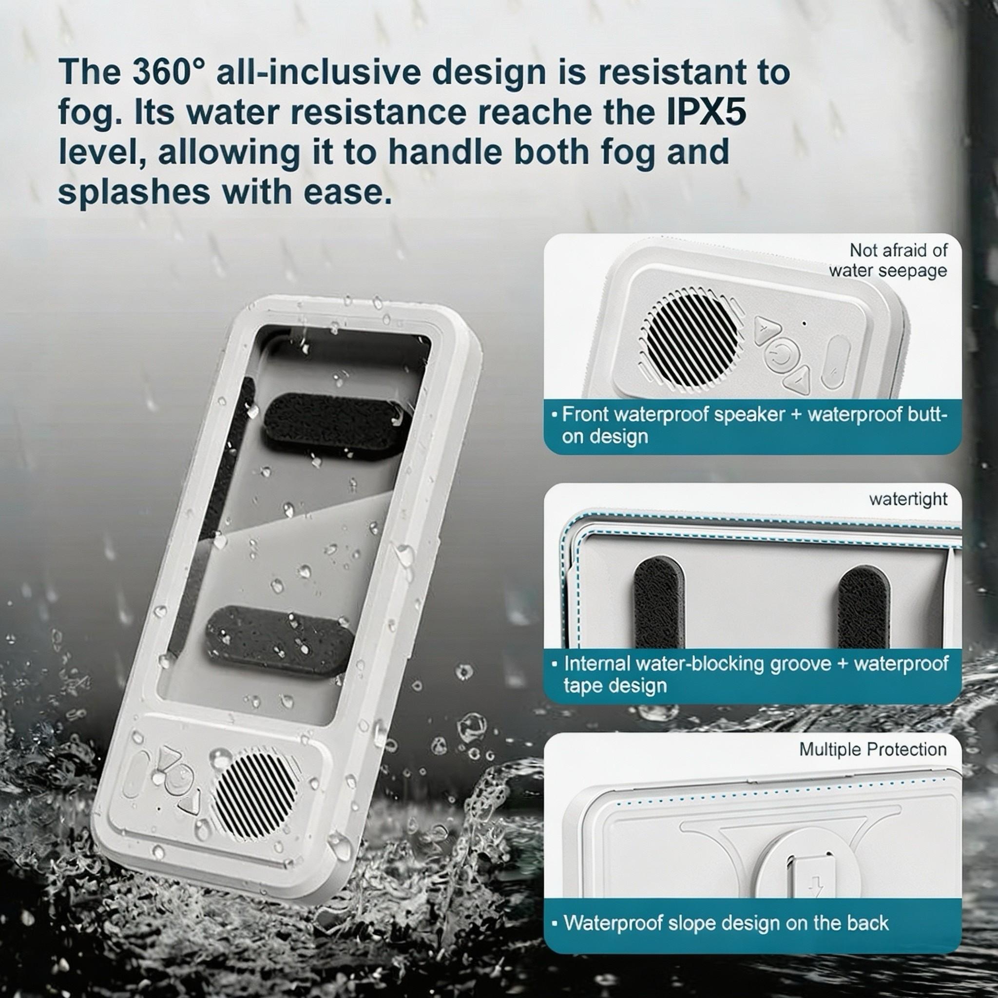 Waterproof box speaker, bathroom waterproof 360 ° rotating touch screen, Bluetooth speaker, watch movies, listen to music, phone holder Bluetooth speaker audio shower TV holder, swimming pool, kitchen, bathroom, sink