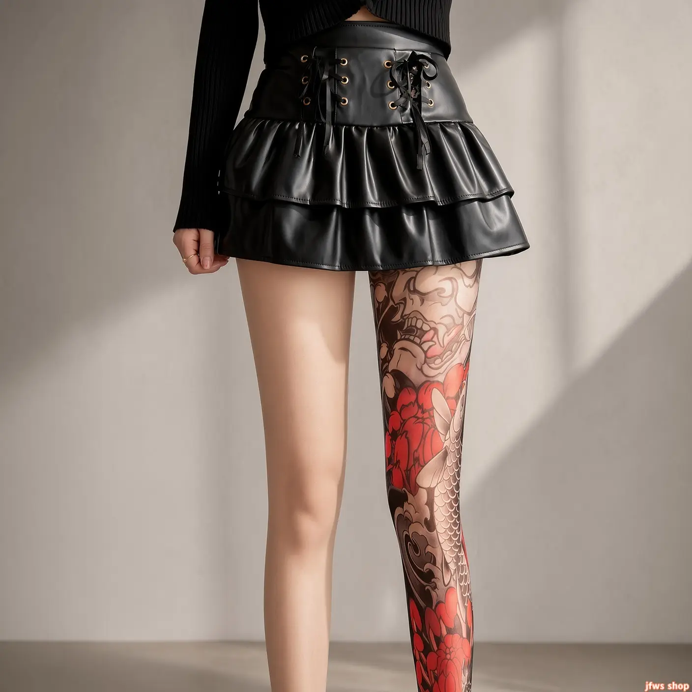 2026 New Floral Tattoo Print Tights, 360° Colorful Leg Tattoo Pantyhose – High Quality Sheer Statement Tights for Women, Edgy Spring Summer Fashion Legwear tiktokshopbacktoschool