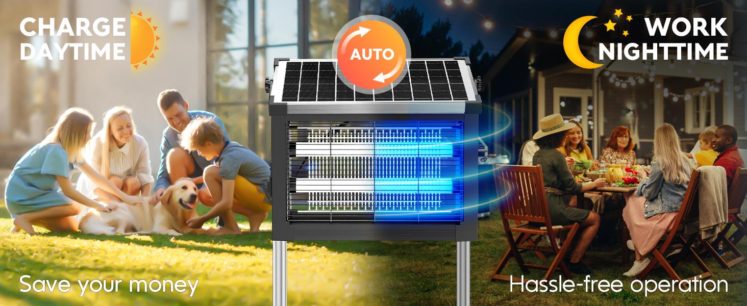 Solar Bug Zapper Outdoor,  Mosquito Zapper , Waterproof Portable Fly Zapper, Rechargeable Electric Mosquito Zapper, Cordless Fly Insect Mosquitos Trap for Patio Yard Home Garden Camping