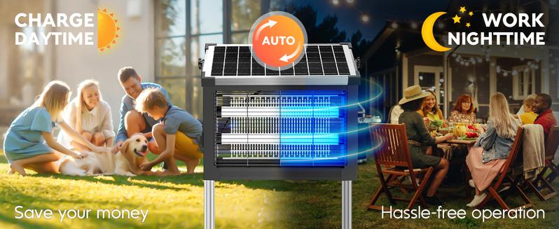 Solar Bug Zapper Outdoor,  Mosquito Zapper , Waterproof Portable Fly Zapper, Rechargeable Electric Mosquito Zapper, Cordless Fly Insect Mosquitos Trap for Patio Yard Home Garden Camping