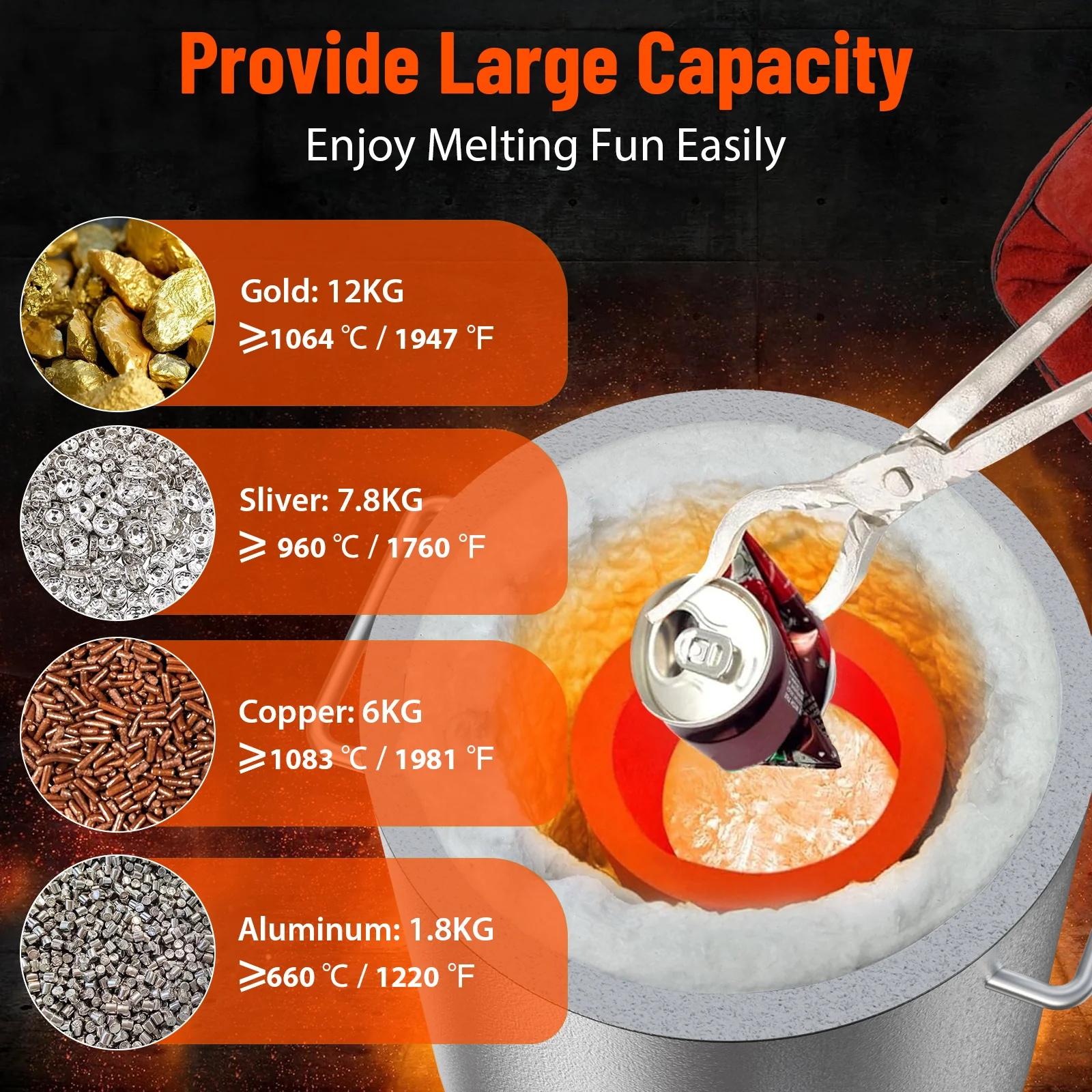 【GARVEE】26Lbs/12KG Propane Melting Furnace Kit - High Temperature 2370°F Metal Foundry Furnace with Large Capacity Crucible and Tong for Melting Copper, Silver, Aluminum, and Gold - Ideal for Beginners 【GARVEE】26Lbs/12KG Propane Melting Furnace Kit - High Temperature 2370°F Metal Foundry Furnace with Large Capacity Crucible and Tong for Melting Copper, Silver, Aluminum, and Gold - Ideal for Beginners