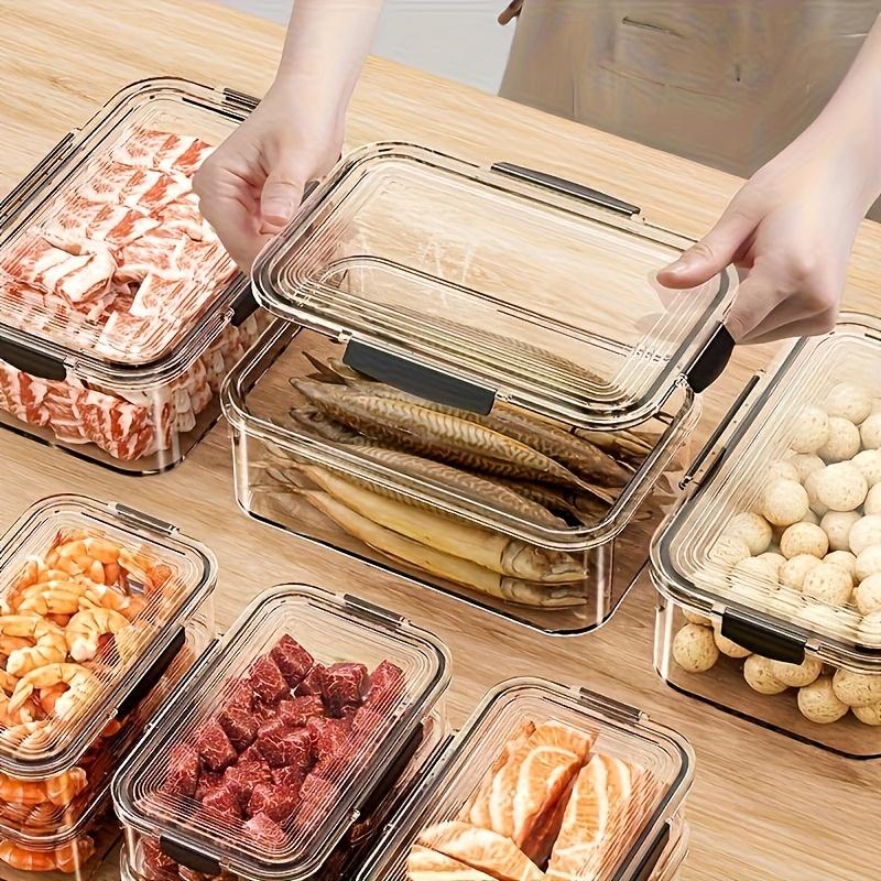 12pcs Stackable Refrigerator, Freezer Storage Containers with Sealing Lids - Transparency PET, Reusable & Durable for Fruits, Vegetables, Meats - Ideal for Kitchen, Cabinet & Fridge Organization, Refrigerator Accessories
