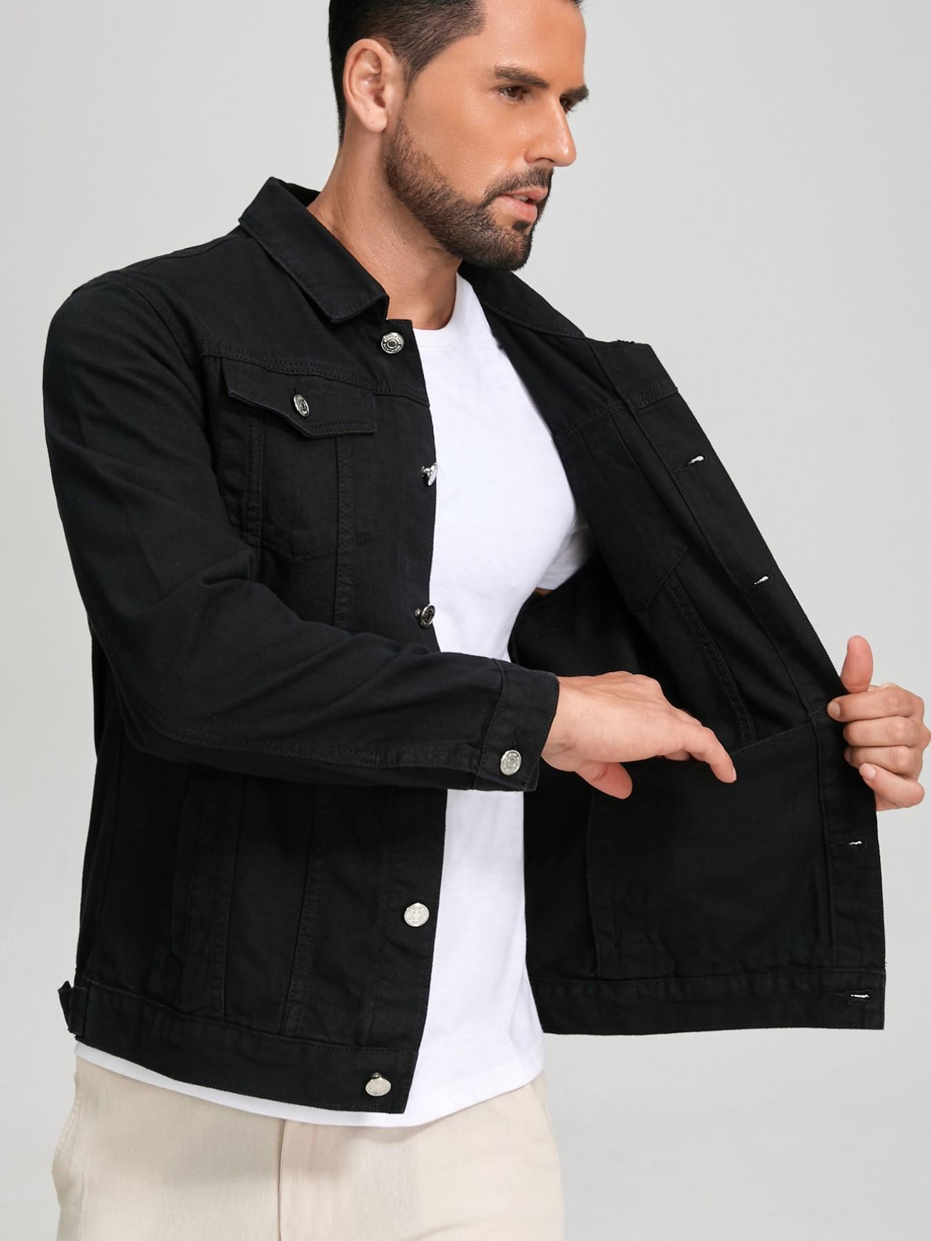 New Spring Autumn Men's Denim Jacket, Notch Lapel Fashion Casual Trendy Workwear, Street Style Leisure Coat Top, Streetwear