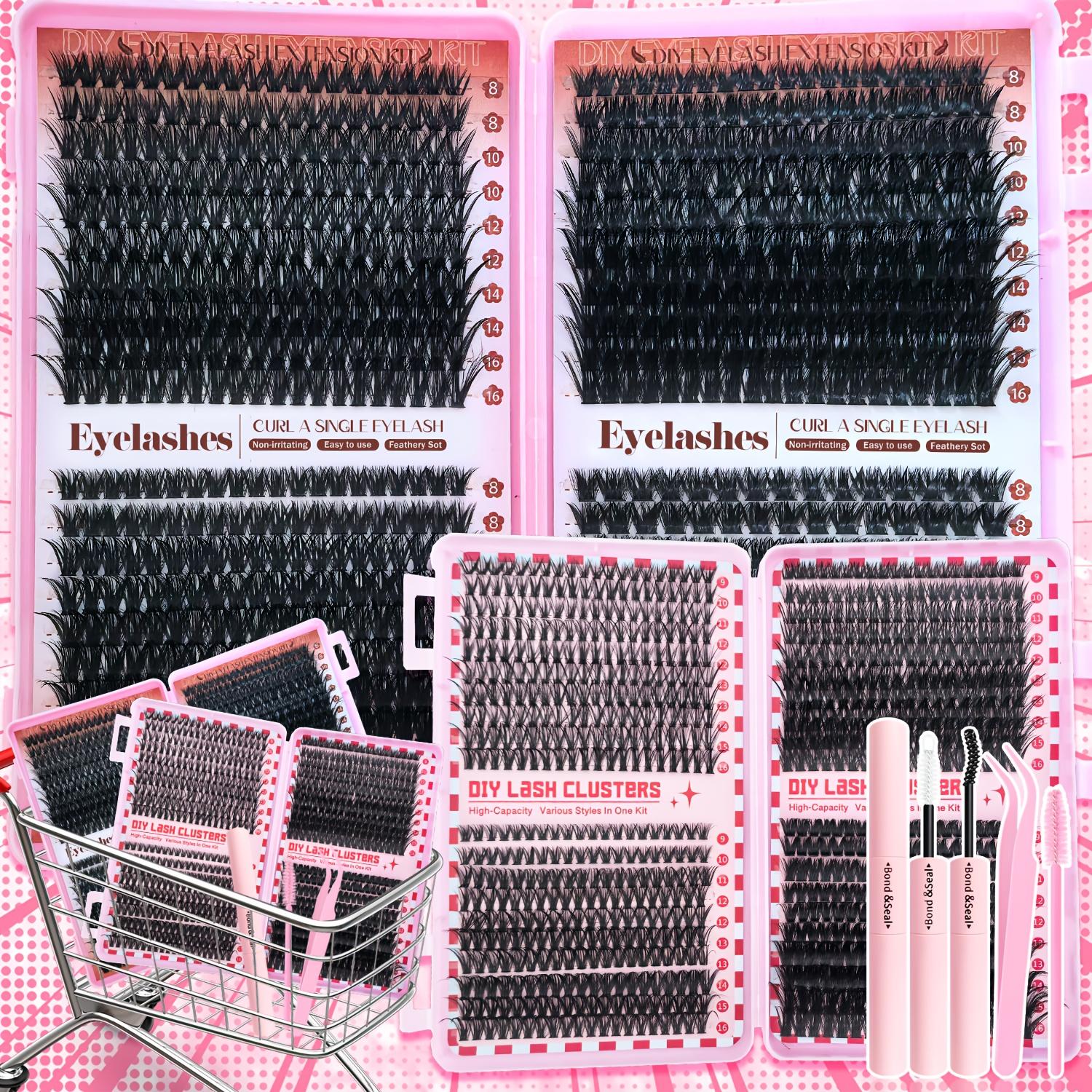 A Kit for Creating False Eyelash Extensions, Featuring a Multifunctional Eyelash Book with a Mix of 40-120D Fluffy And Dense Eyelash Clusters, Along with, a Multifunctional Tool Brush, Tweezers, And a Professional Makeup Kit to Achieve Beautiful Eye