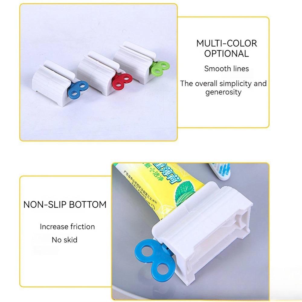 No-Install Toothpaste Squeezer with Strong Adhesion Roller, 360° Rotation for Full Squeeze, Non-Slip & Waterproof Holder, Bathroom Countertop Organizer for Tubes.