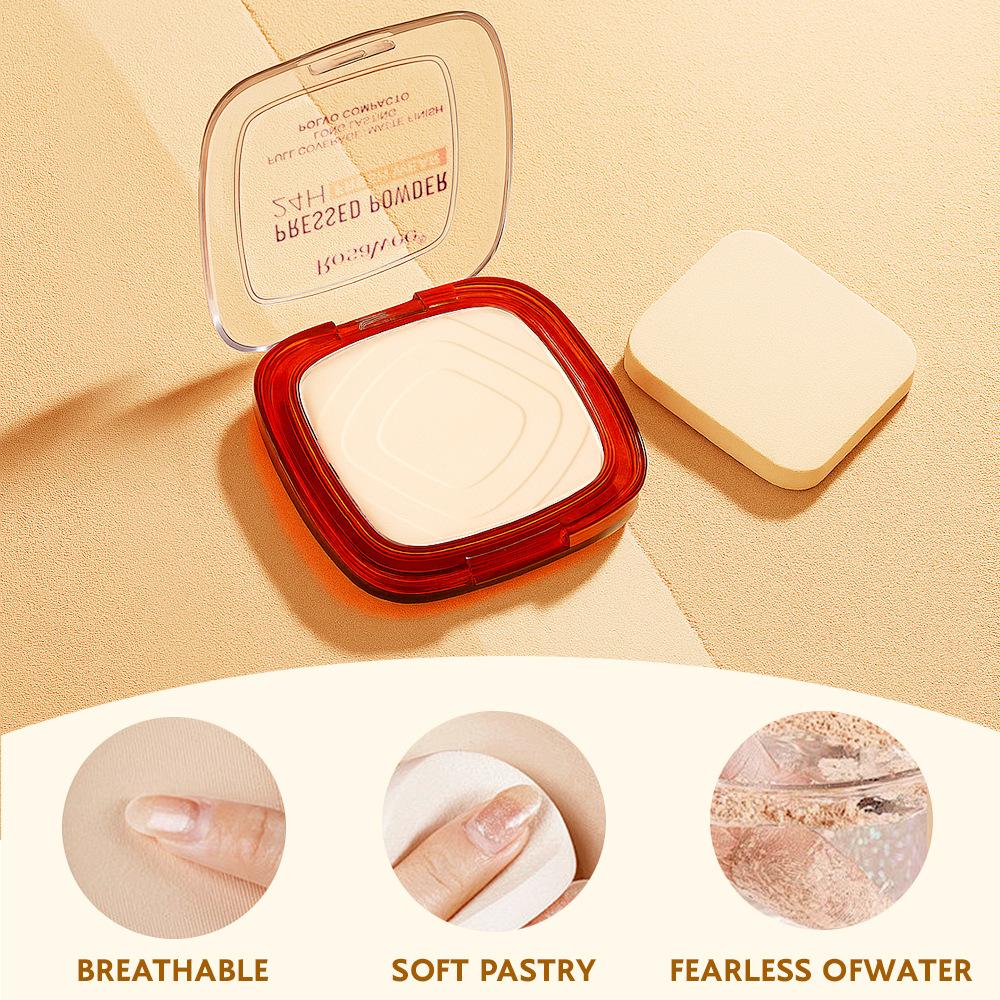Rosalwee Long-Lasting Makeup Powder, Oil-Control Waterproof, 24h Fresh Wear, Natural Soft Focus, Setting & Touch-Up, Solid Form
