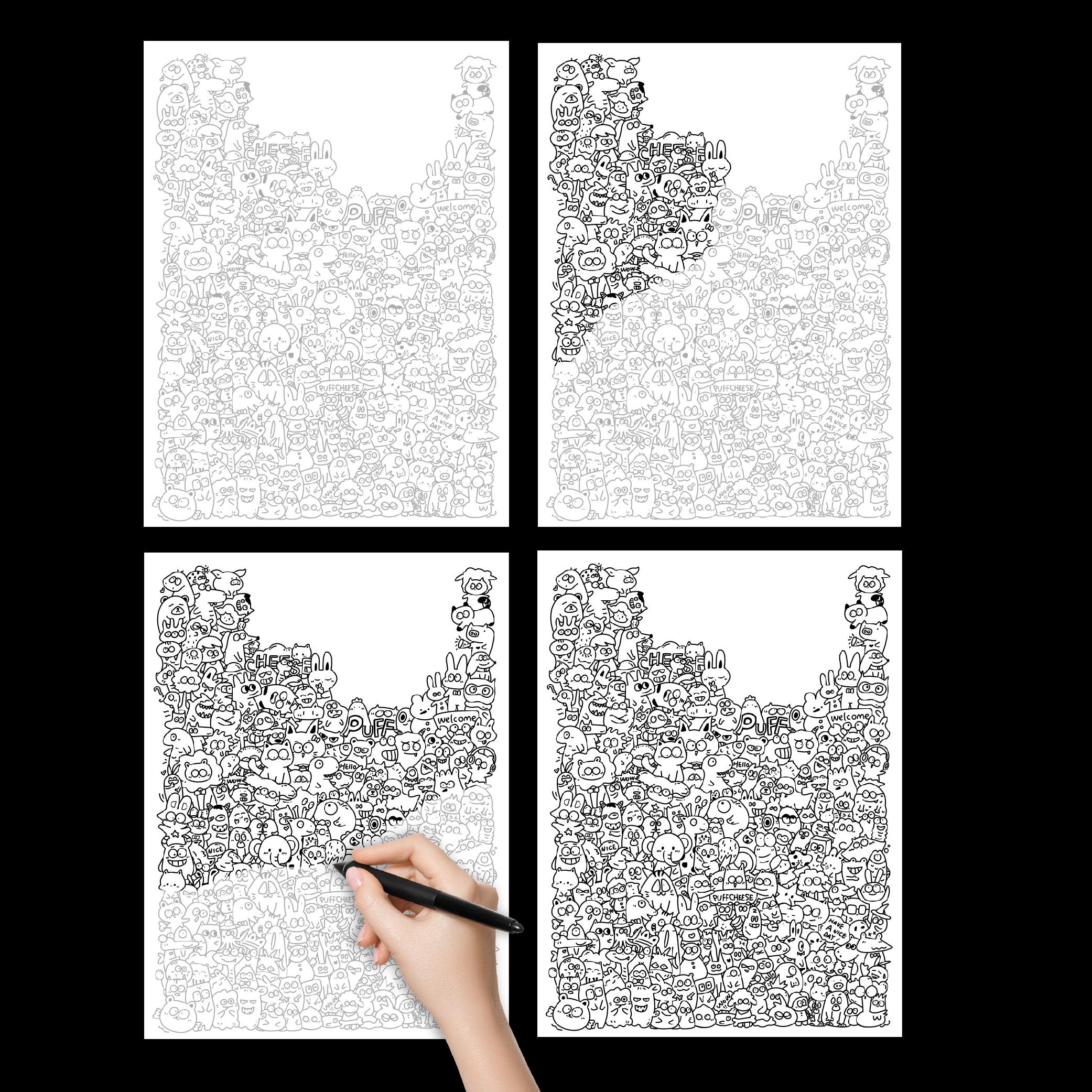 A4 Control Pen Sketchbook for Kids, Focus Training Creative Drawing Copying Coloring Book, Art Activity Workbook