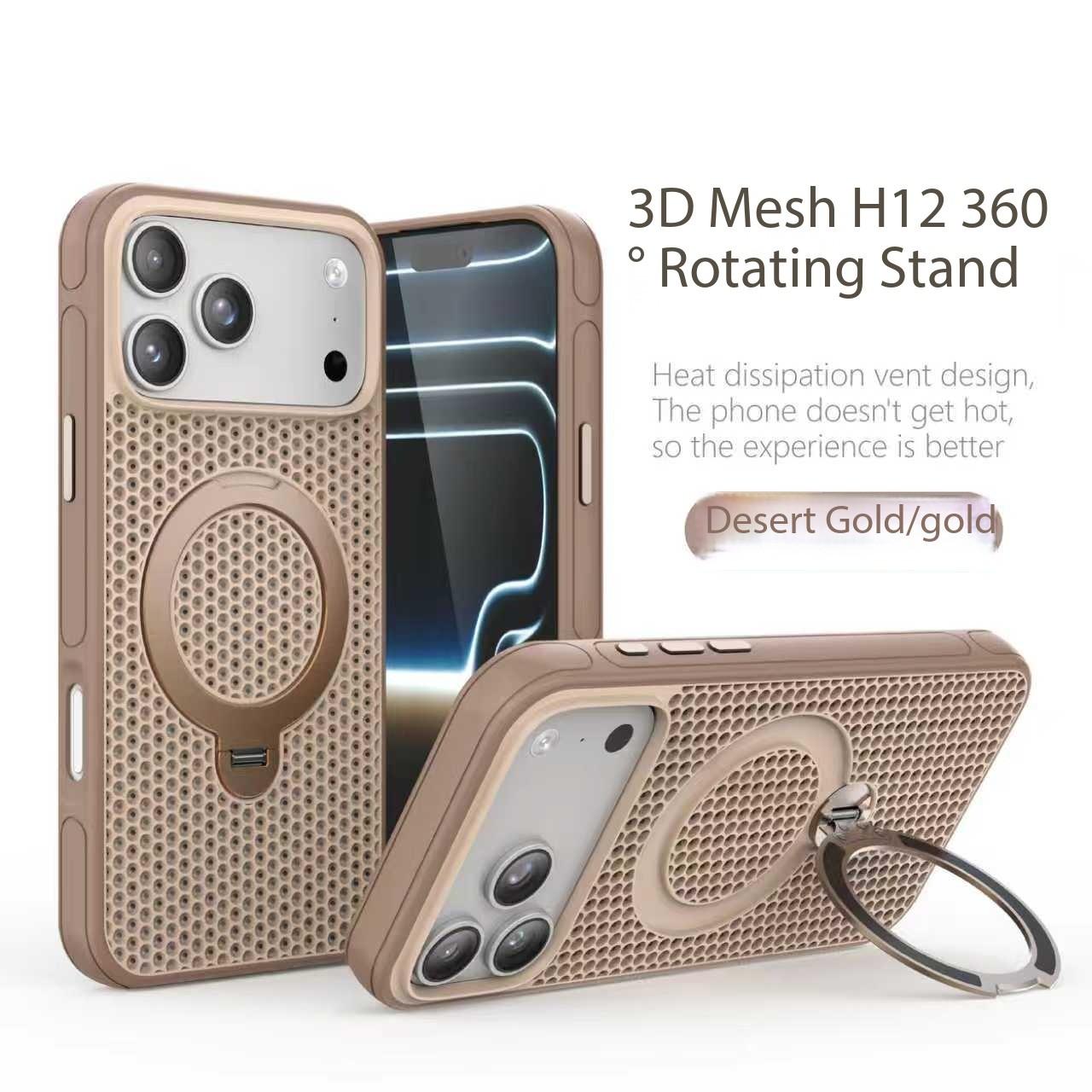 High quality breathable ice like honey shaped heat dissipation 360 degree rotating metal bracket magnetic suction shock-absorbing phone suitable for iPhone 17 16 15 14 13 12 11 Pro Max Plus Air independent metal buttons compatible with MagSafe wireless ch