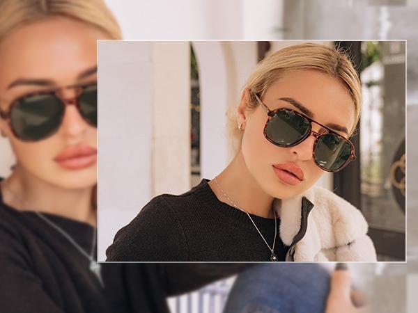 SOJOS Retro Polarized Aviator Sunglasses for Women Men Classic 70s Vintage Trendy Square Aviators