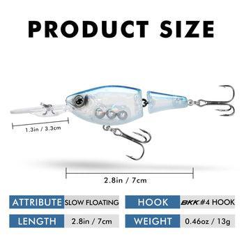 TRUSCEND Easy Catch SwimMax Lures with BKK Hooks 3D Realistic Eyes ABS Material 6 Segments for Bass Trout Walleye Ultra Sharp Treble Hooks Lifelike Fishing Baits