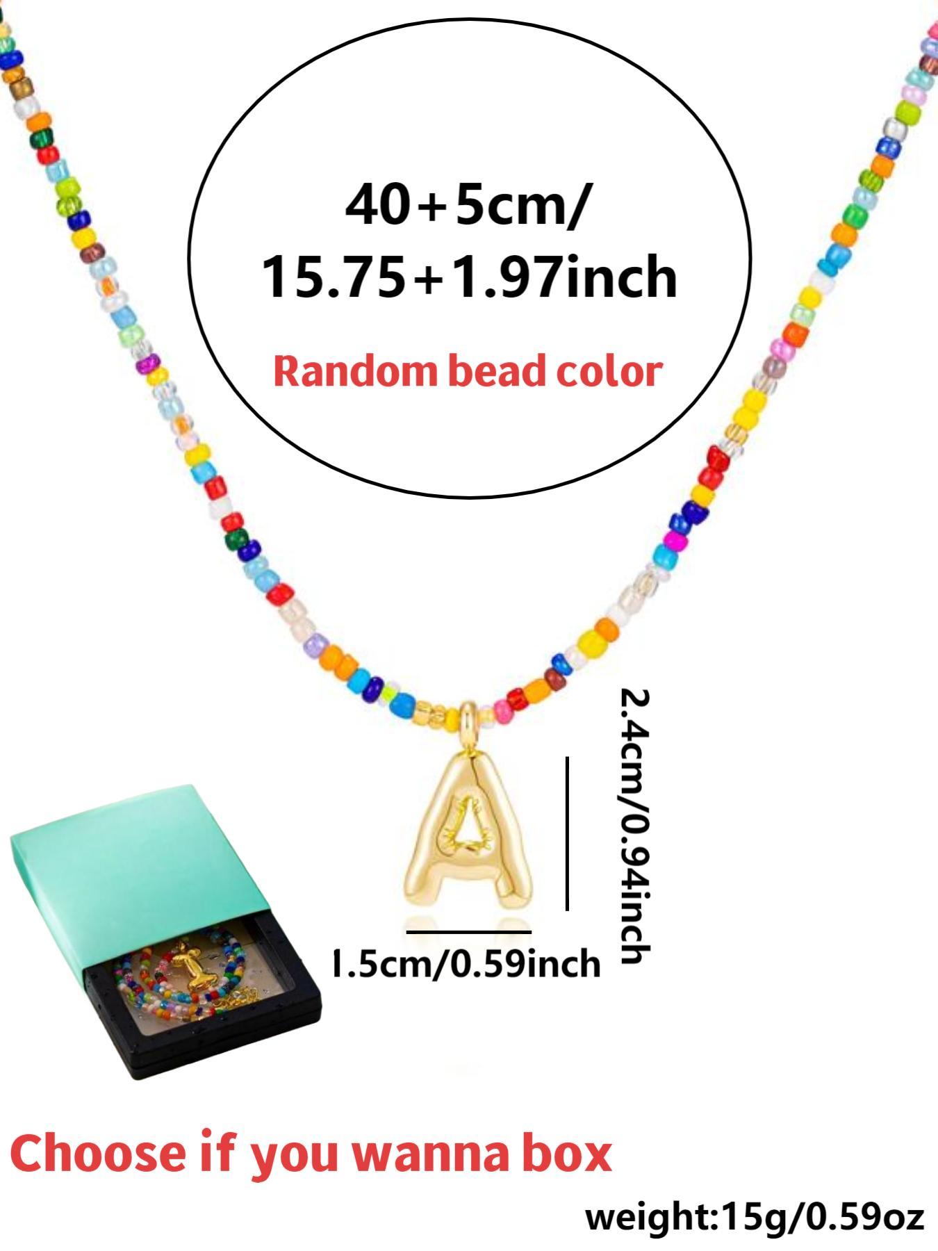 Initial Letter Pendant Beaded Necklace, Fashionable Colorful Beaded Necklace for Women & Girls, Trendy All-match & Exquisite Jewelry for Birthday Gift, Necklace for Daughter