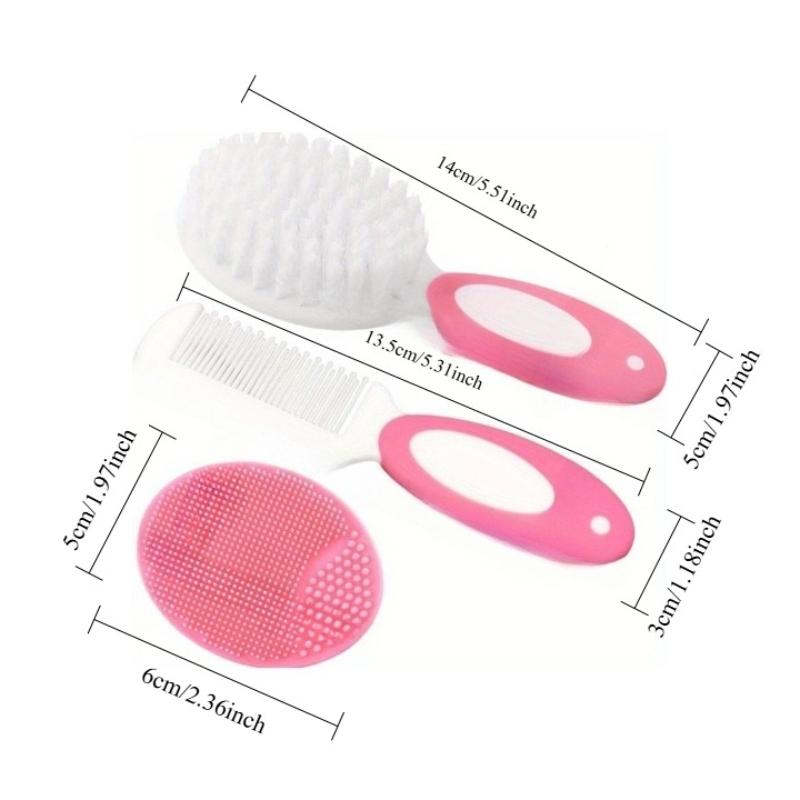 Baby Hair Brush, Cradle Cap Brush, Baby Hair Comb, Baby Hair Brush and Comb Set for Newborns & Toddlers, Baby Brush Soft Bristles, Ideal for Cradle Cap, Perfect Baby Registry Gift (Pink)