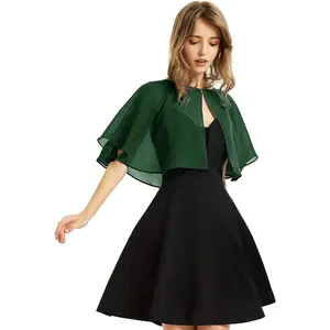 Women's Soft Chiffon Shawl Wraps Shrug for Evening Dress Wedding Cape Bolero Flapper Cover Up