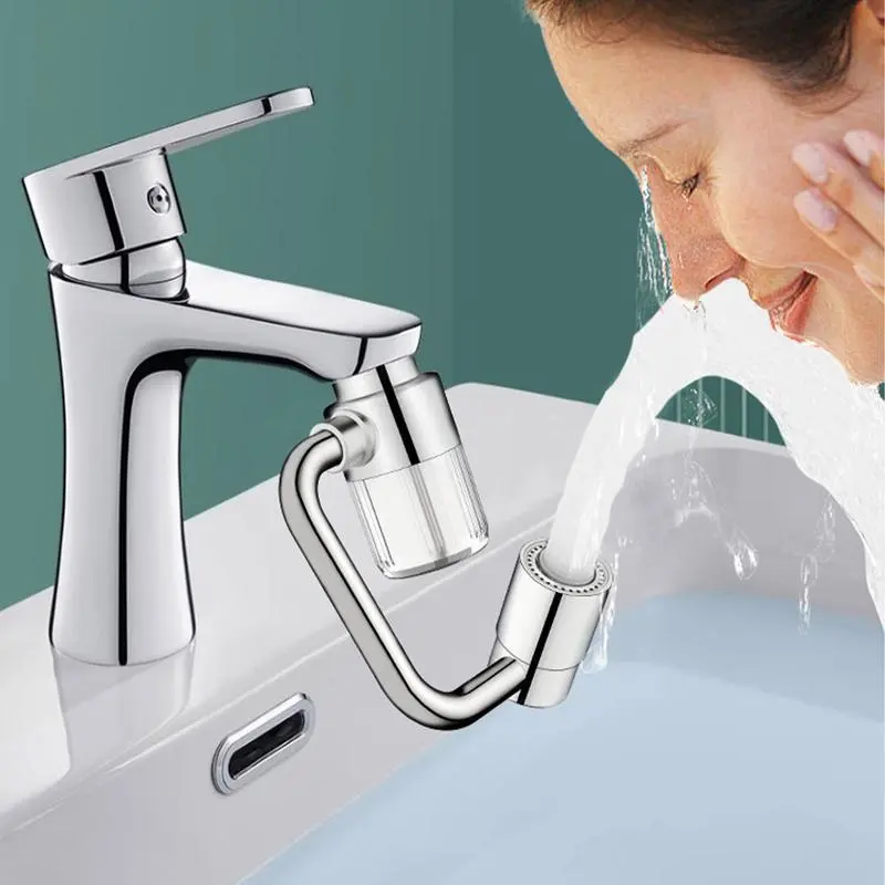 Flexible All-Angle Water Flow & Filtered Clean Water | 1440 Degree Rotatable Faucet Extension Aerator, Dual Mode Filtered Spray Head for Kitchen Bathroom Sink Daily Washing, 1080° Rotation, Filtered Stream