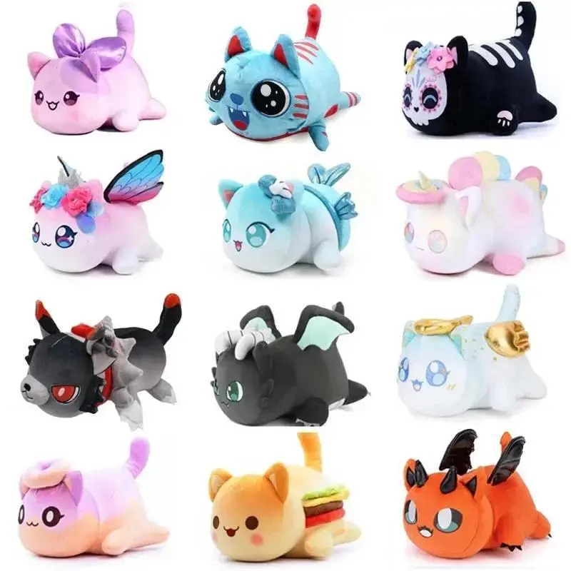 2026 hot itemAphmau Meows Cat Plush Toy Soft Meemeow Stuffed Donut Cat Plushes Kawaii French Fry Cheeseburger Food Plush Doll Christmas Gifts Popular toys