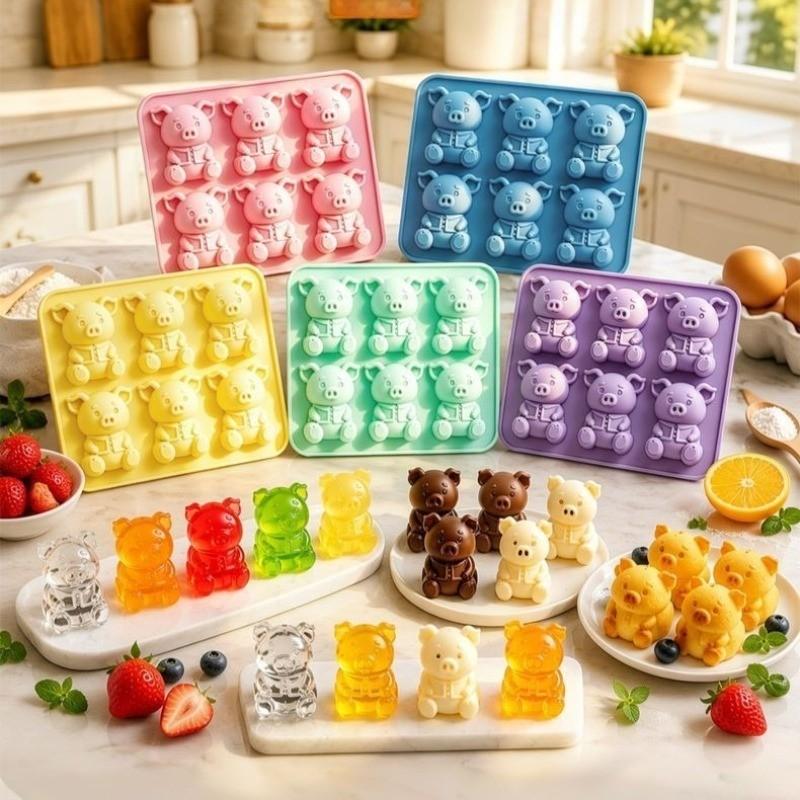 Creative Six-Piece Silicone Mold, Mickey Mouse 6.8 Inch Baking Mold, Non-Stick, Easy to Remove and Clean, Ideal for Parties and Business Use
