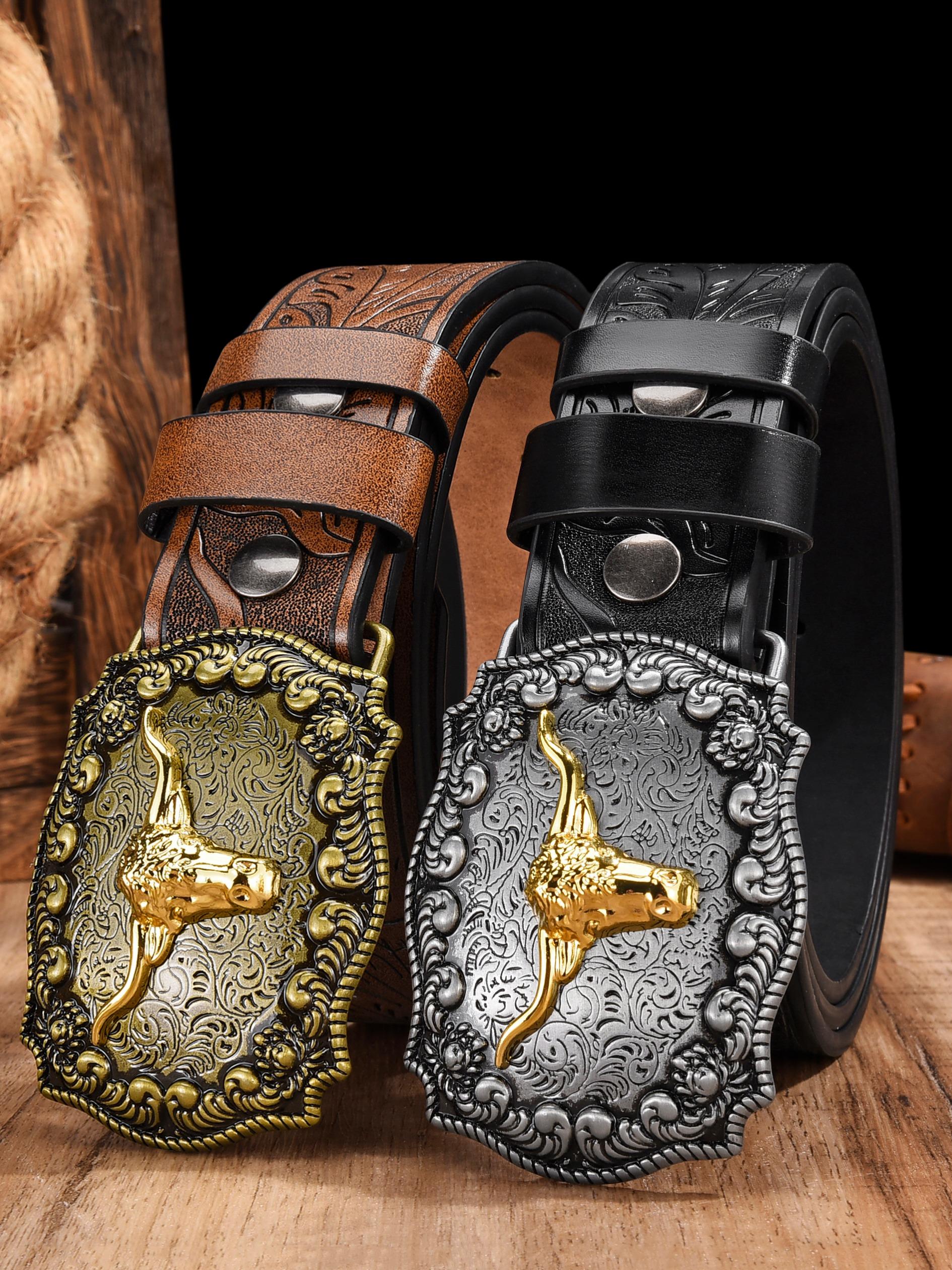 Western Cowboy Style Unisex PU Leather Belt, Durable Casual  display picture 1