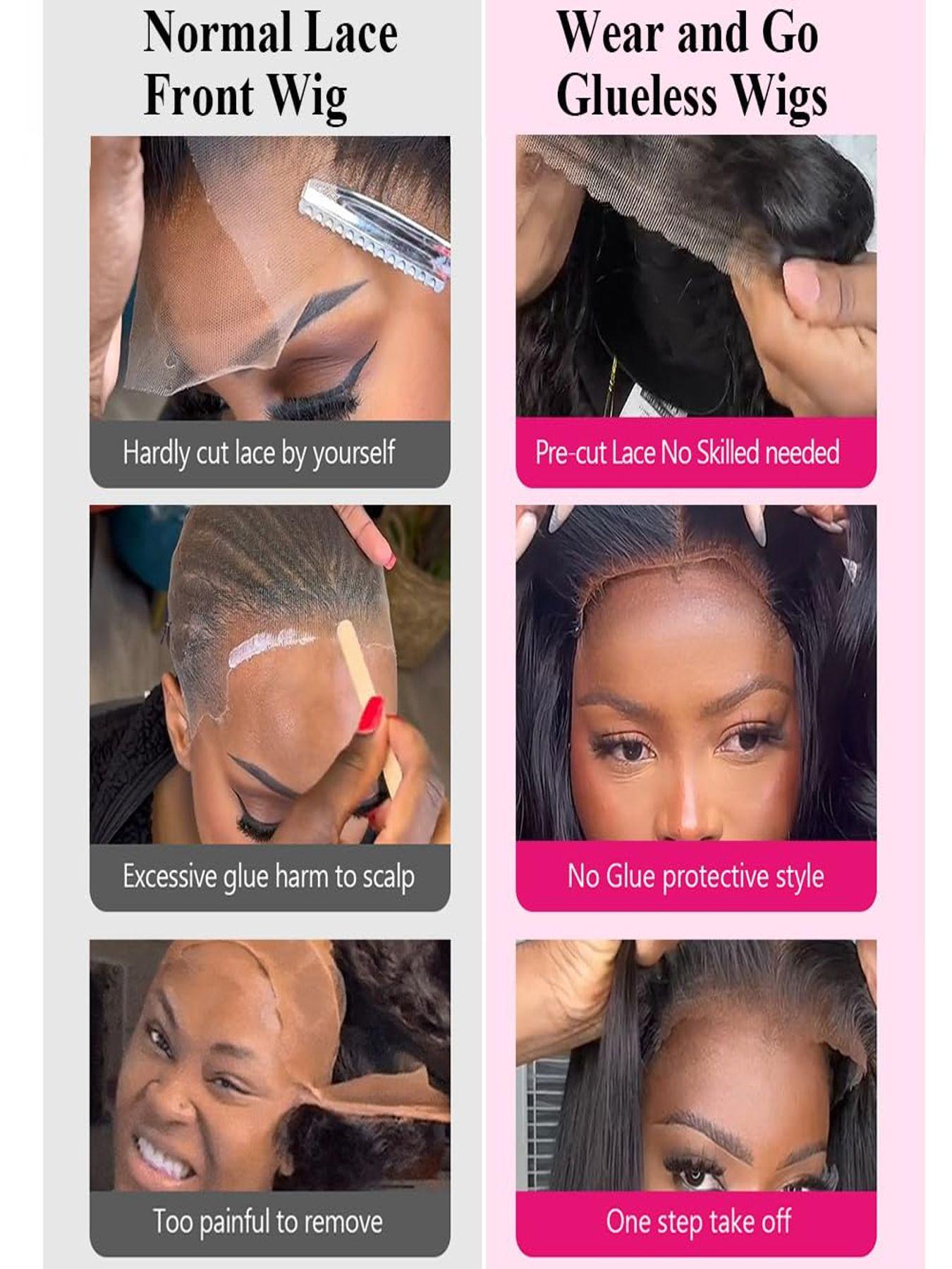 4x4 Wear And Go Glueless Wig Human Hair Straight Transparent Lace Front Wigs For Women Ready To Wear Long Straight Lace Closure Wigs Human Hair Pre Plucked Natural Hairline No Glue 180 Density Natural Color