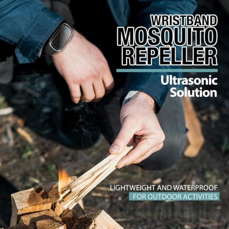 Ultrasonic mosquito repellent wristband, chemical-free bite-prevention device, with three adjustable modes, equipped with digital light display, suitable for outdoor activities, nighttime use and household use. With running count function