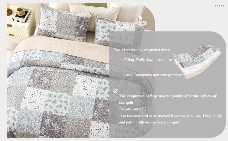 Whale Flotilla Reversible Patchwork Quilts, Lightweight Boho Printed Bedspreads Coverlets Quilt Bedding Set with 2 Pillow Shams for King/Queen size, 1 Pillow Sham for Twin size, Soft for All Seasons