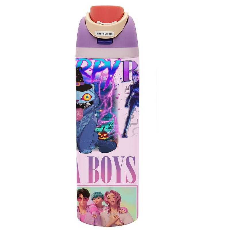 AuraCup 1pc 19/24/32oz Stainless Steel Tumbler with Lid and Straw, KPop Demon Hunters x Gen-Z Cat Vibe, Hot 12H / Cold 24H, Holiday Tumbler for Halloween Christmas, Spooky Cat Demon Hunter Travel Cup — Perfect Gift, Thank Perfect Gift, Valentine’s Day, Ca