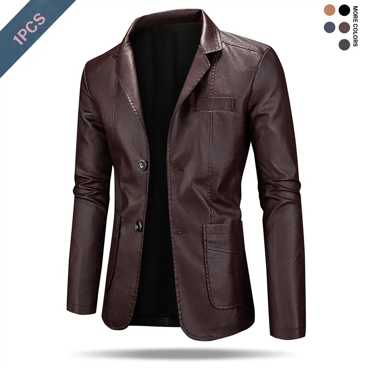 Men's Retro Jacket Chic Street Style Faux Leather Jacket For Fall Winter