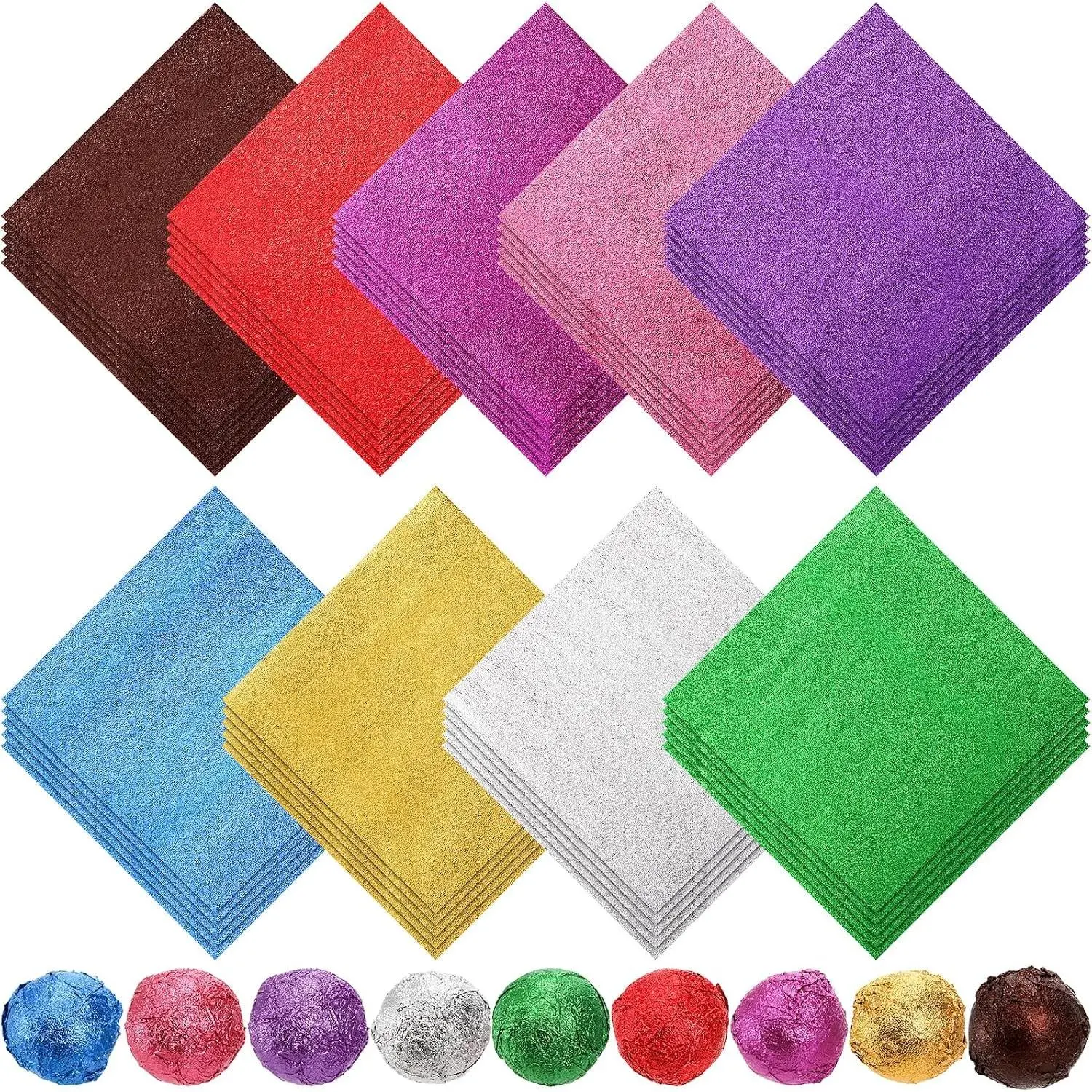 900 PCS Chocolate Candy Wrappers, 4x4 inches Foil Candy Wrappers for Caramels, 9 Colors Textured Square DIY Candies Packaging for Christmas, Easter, Thanksgiving, Party(Gift)