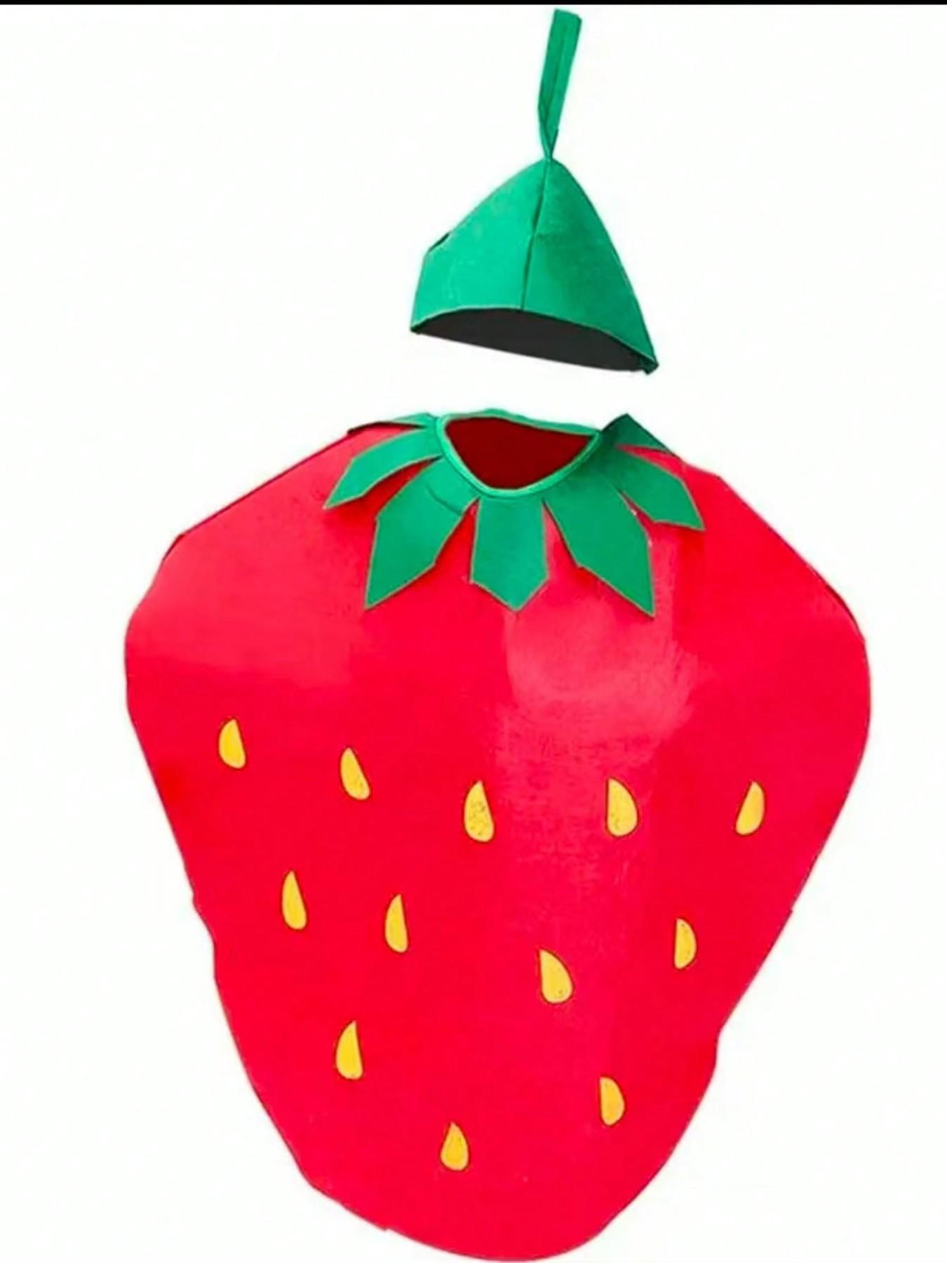 Strawberry Fruit Costume Set for Men & Women, Includes Headpiece and, Perfect for Festivals and Youth Parties