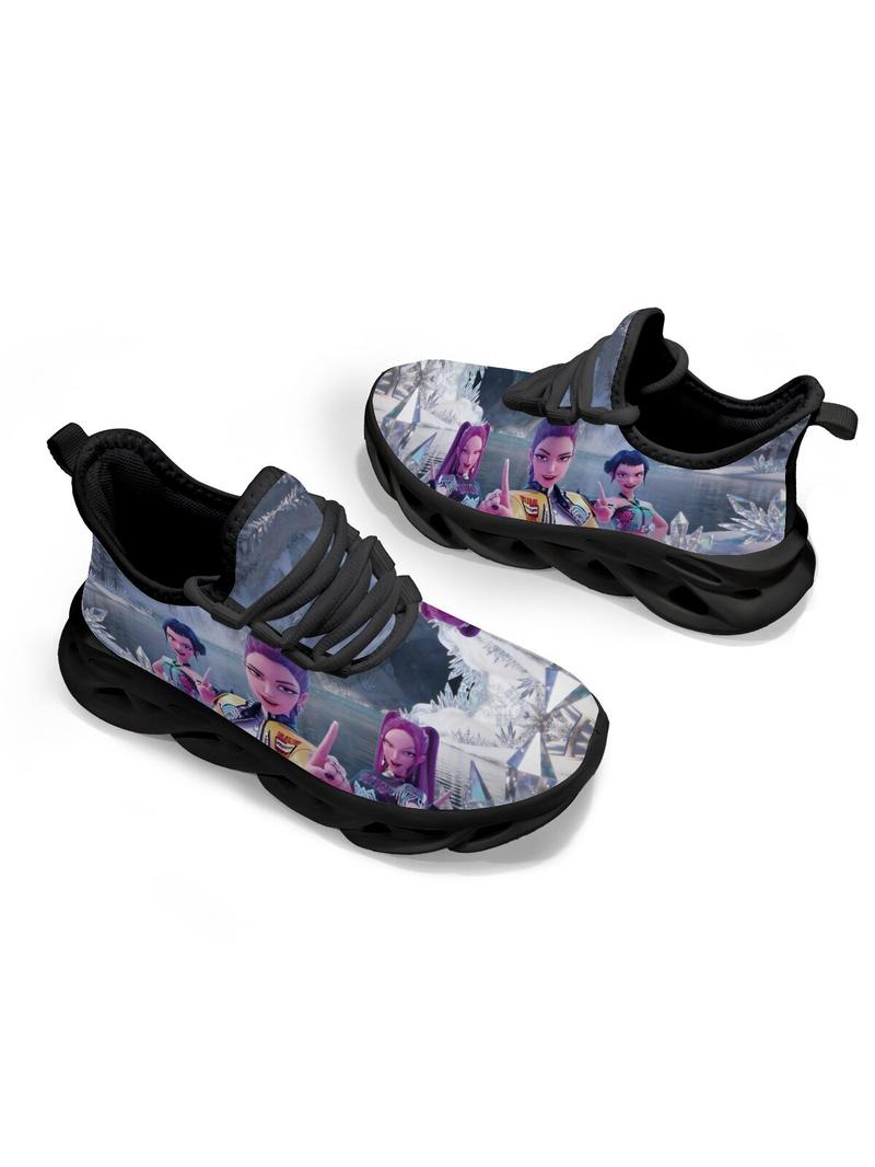 K-Pop Demon Hunters Casual Kids Sneakers Soft EVA Sole Low-cut Breathable Comfortable Fashion Sports Shoes for Girls Boys (011001)