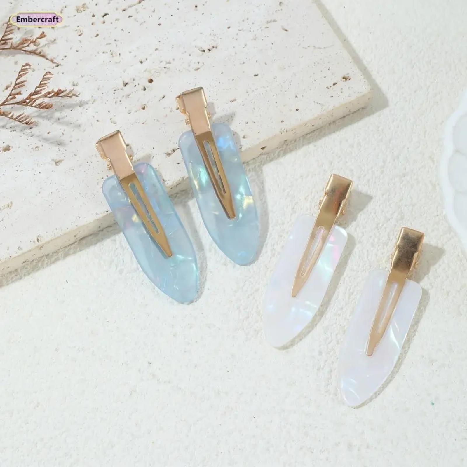 Women’s Flat Acetate Alligator Hair Clips Available In 4 Or 8 Pieces In Pink And White Shades, No-Crease Anti-Slip Hair Styling Accessory For Makeup Application, Salon Use And Daily Hairstyle Arrangement
