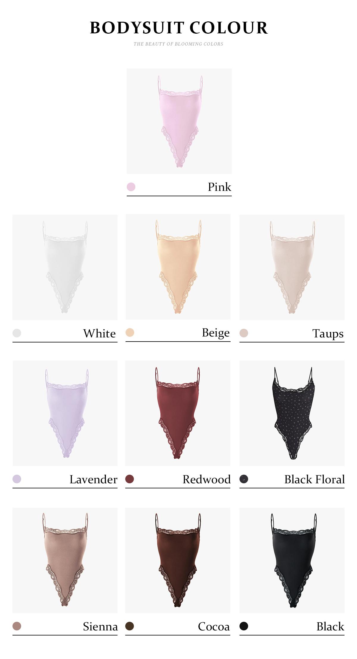 KatchMe Lace Series Women's Simple Style Spaghetti Strap Lace Trim Breathable Bodysuit, Chic Lightweight High Stretch Playsuit, Seamless Basic Nightdress