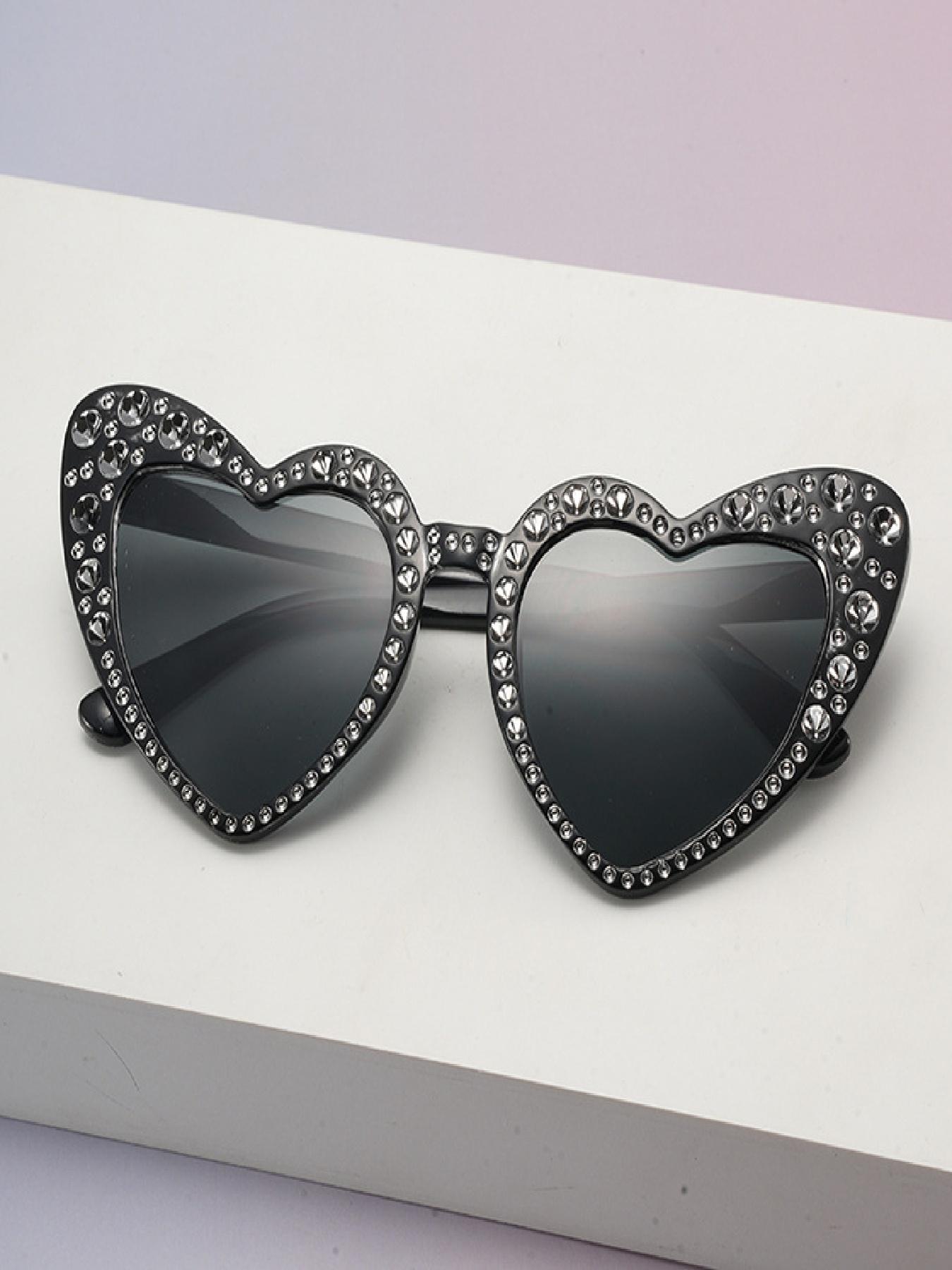 Women's Fashion Heart-Shaped Full Frame Glasses, Lightweight Luxury Style with Faux Pearls Design, Trendy Decorative Eyewear