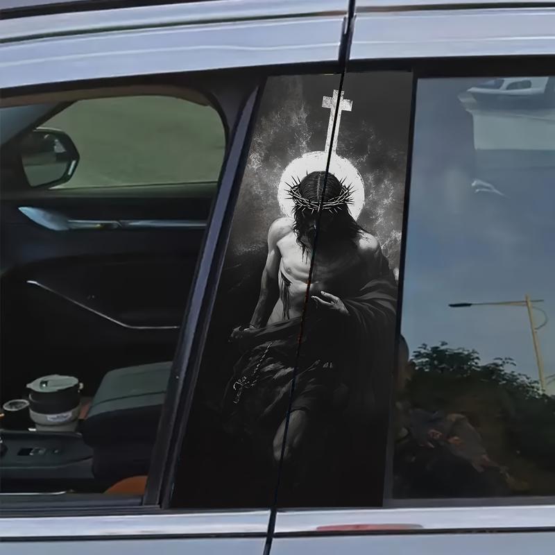 Redeemer Jesus Car Sticker, Religious Faith Vinyl, Scratch-Resistant Waterproof Sunscreen, Self-Adhesive for Glass Metal Plastic Ceramic Wood Surfaces, Windshield Sticker
