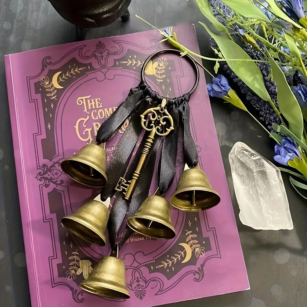 Boho Witch Bell Home Protection, Metal Wall Hanging with Ribbon, Interior Wall Decor, Feng Shui Decor Ornaments, Remove Negative Energy, Perfect Magic Gift