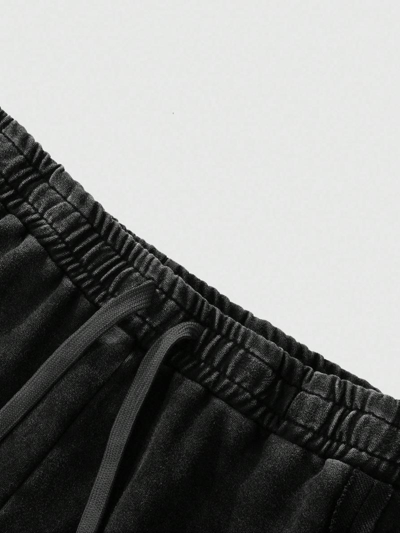 Men's Plus Size Washed Cotton Straight Leg Pants, Comfortable Casual Long Trousers, Stylish and Durable Clothing for Daily Wear