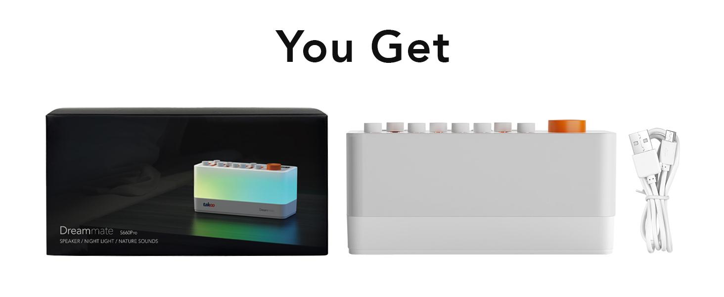 TAKOO 3-in-1 Sound Machine/Bluetooth Speaker/Night Light, DIY Mixable 8 Nature Sounds & White Noise, Green Noise, Brown Noise, Pink Noise, 11 Ambient Lights, 180-min Timer for Sleep Aid, Relaxing, Kids, Smartphone, Audio