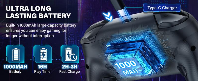 RBG Wireless Switch Controller for Nintendo Switch/Lite/OLED-Switch Pro Controller/iPhone/Android Game Stick,Programmable Game Joysticks for Nintendo Switch