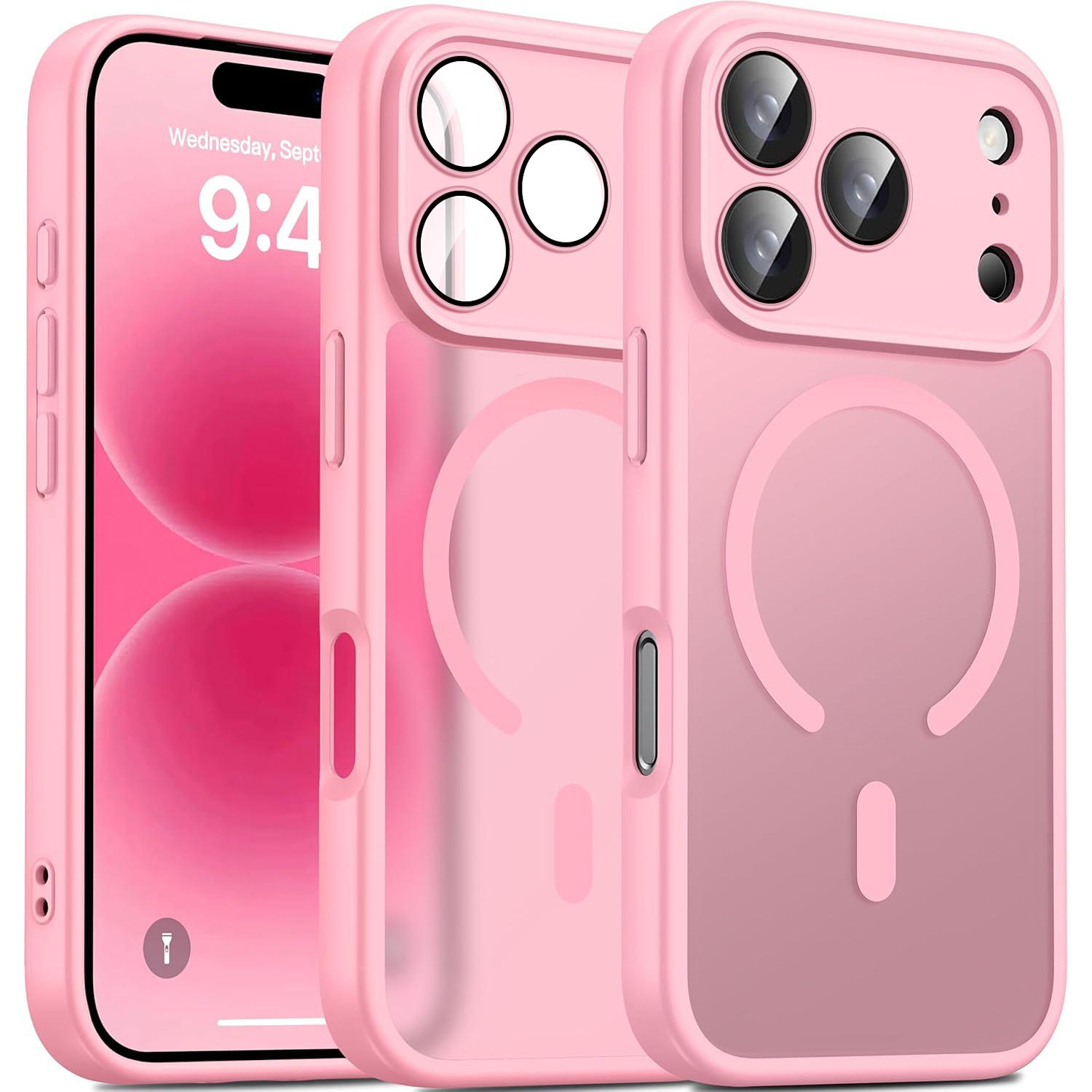 Designed for iPhone 17 Pro Max 16 15 14 13 12 11 Pro Max Air Plus Case Cover, Compatible with Magnet, [Camera Protection] Protective Shockproof Translucent Matte Anti-Slip Phone Case Support Wieless Charging