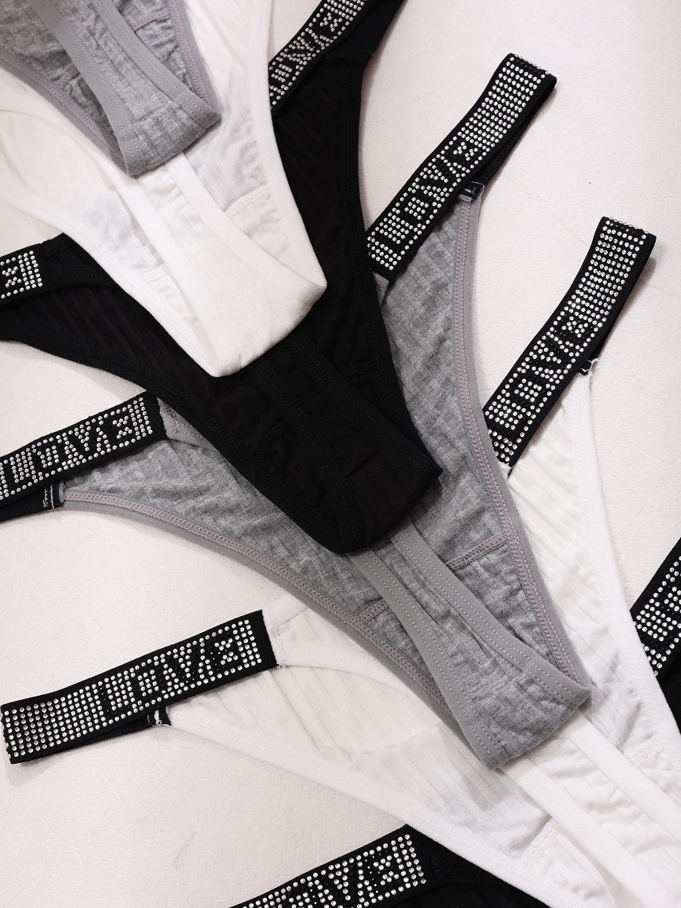 6PCS Diamond-encrusted modal comfort panties