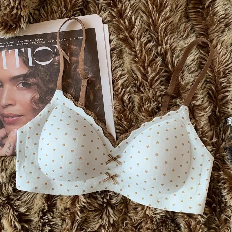 Japanese Sweet Seamless Bras Thin Gather Underwear No Steel Rings Bra Soft Comfortable Breathable Underwear Women's Intimates