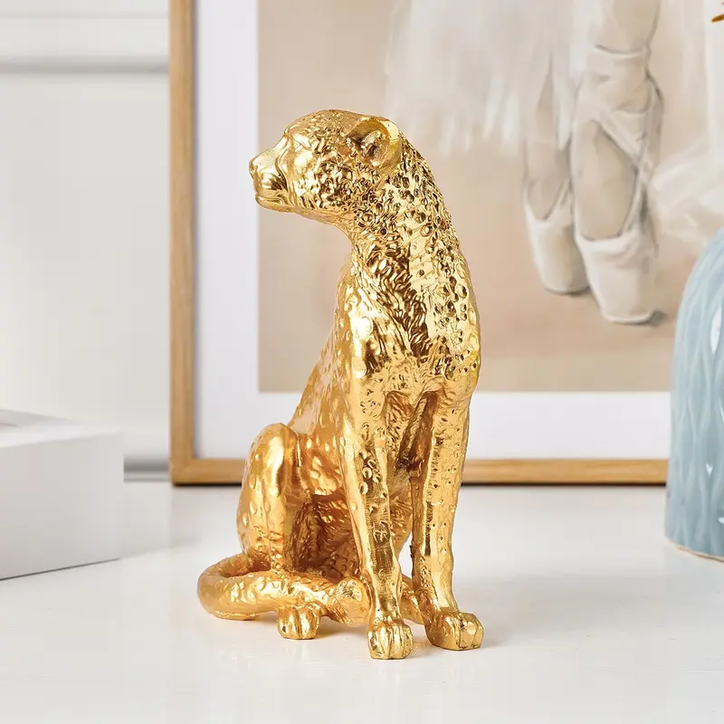 European Vintage Leopard Sitting, Luxury Resin Indoor Desk Decoration, Living Room, Office, Gift Idea, Decorative Piece