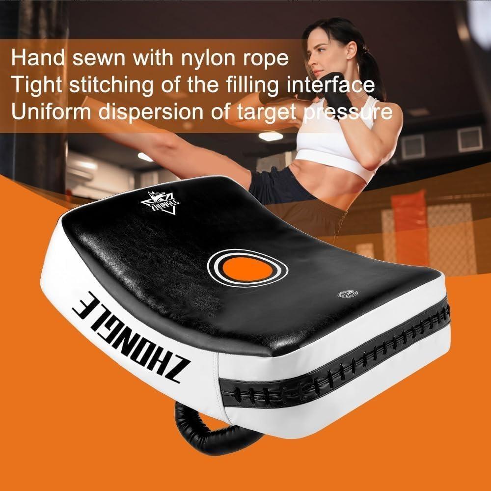 【DOMINATE Your Strikes!】Muay Thai Kick Shield ️ Leather-Laced Curved ...