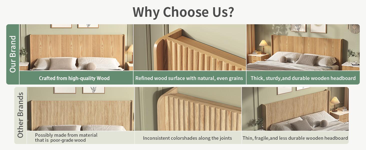 80.3'' Wood Headboard Queen Size with Charging Stations, Boho Bed Frame Wall Mounted Headboards,Easy Assembly,Modern Farmhouse Bed headboard Only (King)