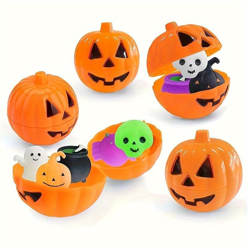 5 Counts Halloween Pumpkin Candy Containers, Reusable Plastic Storage Boxes with Lids, Ideal for Parties, Decorations, Halloween Treats, Thanksgiving Props