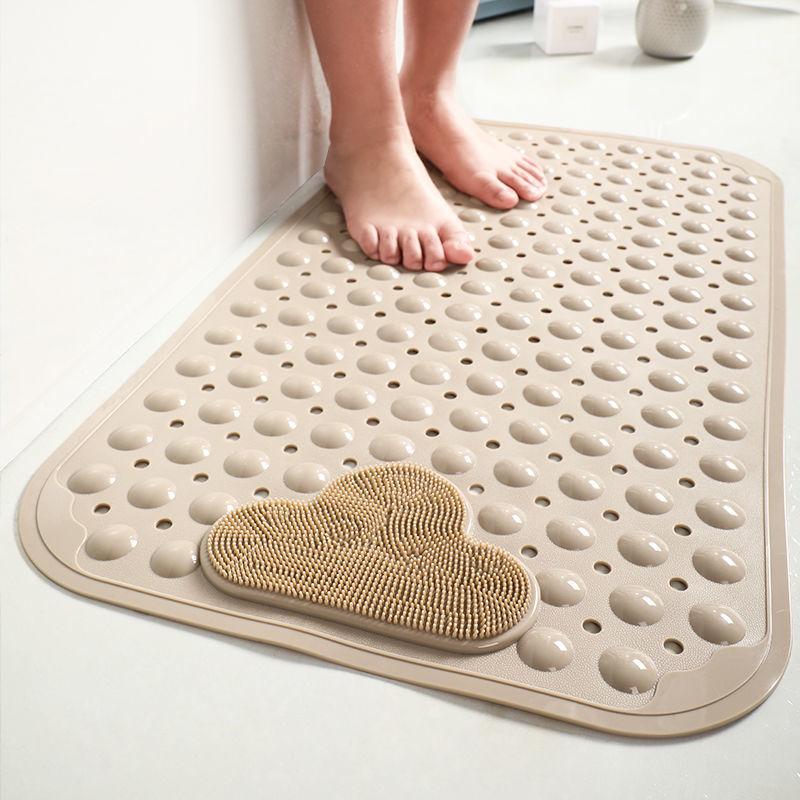 Cloud Pattern Bath Mat, Bathroom Floor Mat, 1 Count Non-slip Bathroom Massage Mat with Suction Cup, Round Hole Design Quick Drain Mat for Shower Room